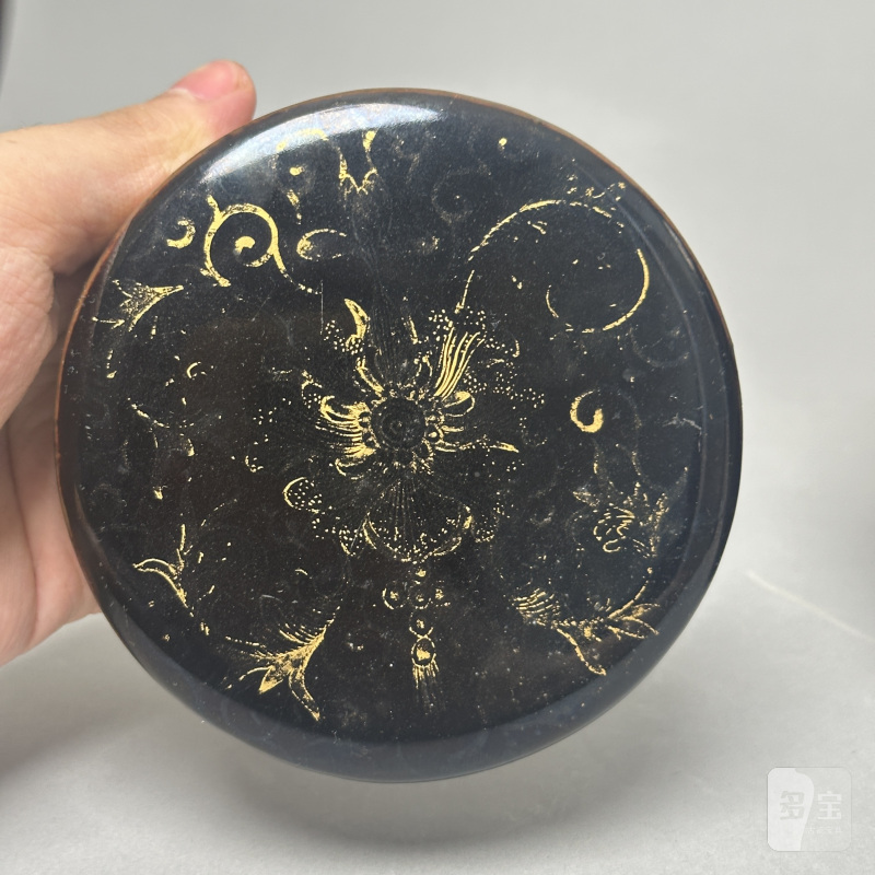 清晚期 乌金釉描金花鸟罐 - 图11